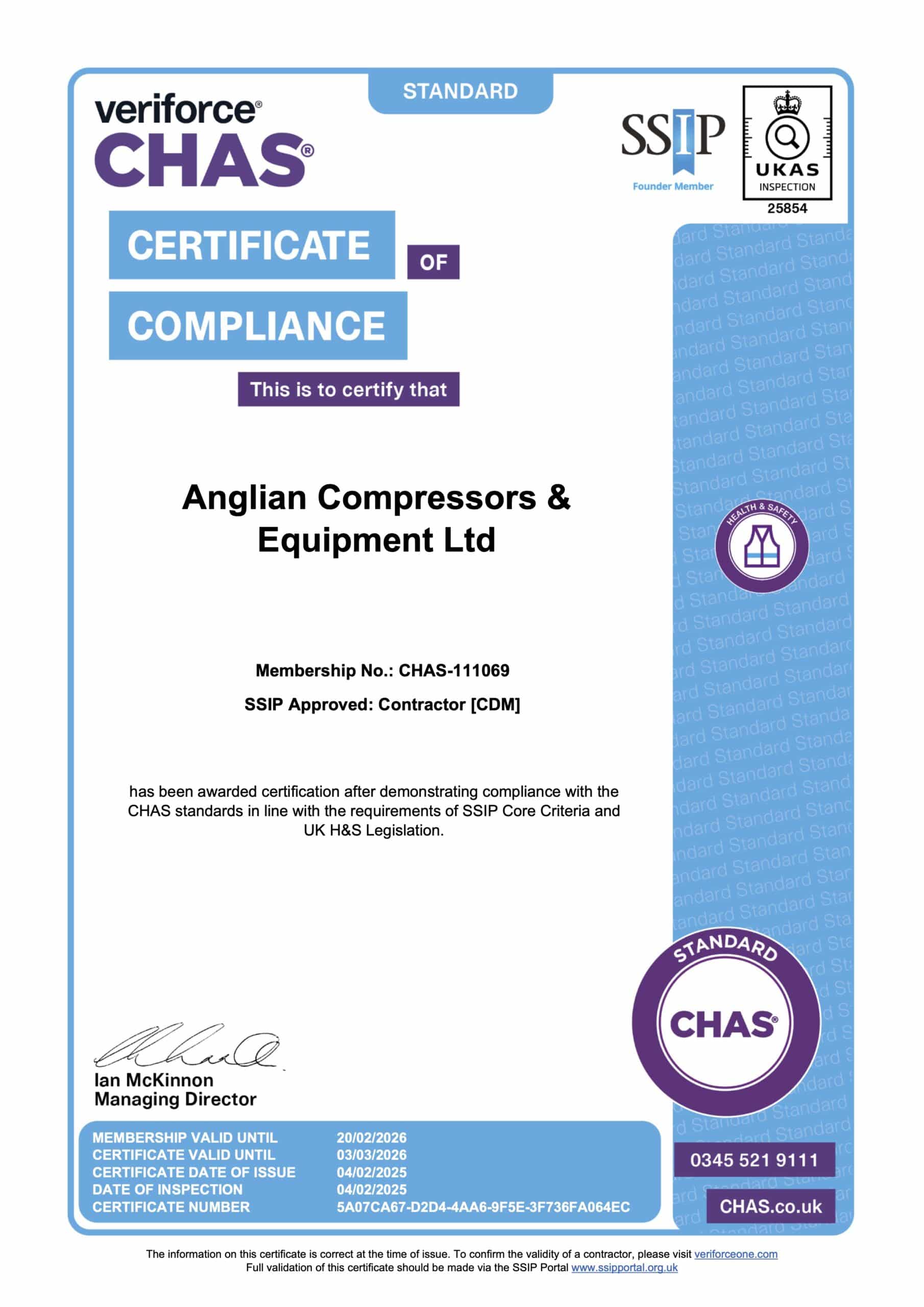 CHAS Certificate Exp 3 Mar 2026