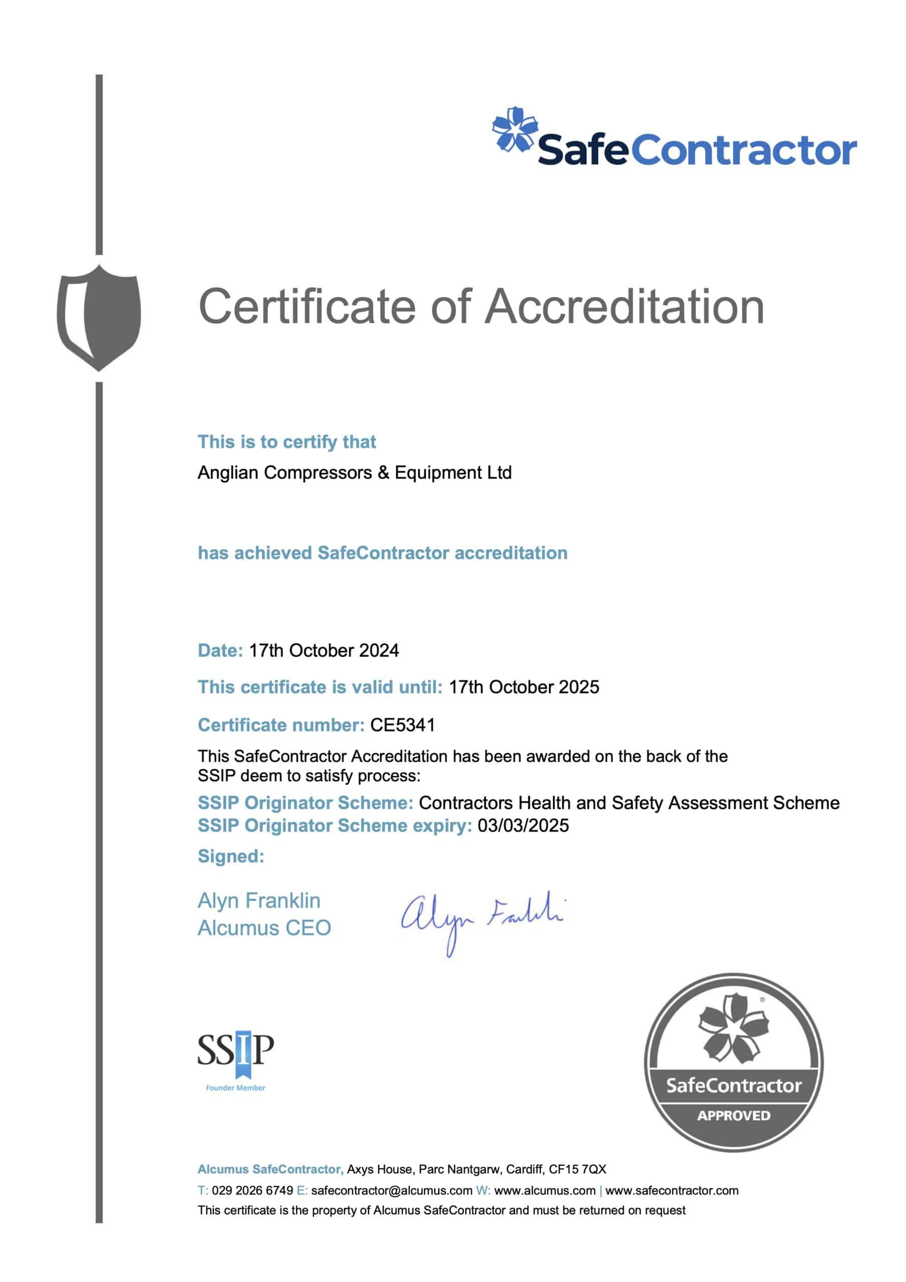 SC Certificate - Exp 17 Oct 25