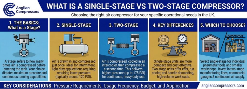 What is a Single-Stage vs. Two-Stage Compressor