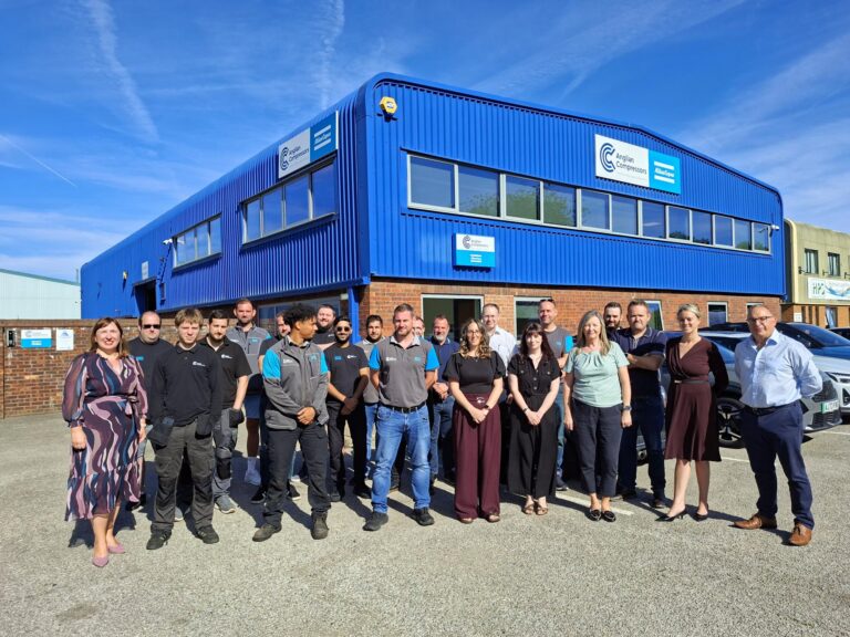 The Anglian Compressors team outside the Peterborough service hub following its integration into Atlas Copco Compressors